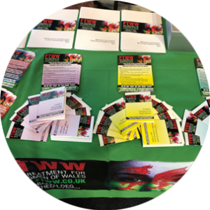 the FTWW flyers and myth busters on an exhibition table